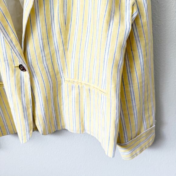 RSVP DRAPER JAMES | Preppy Yellow White Blue Blazer Linen Cotton Jacket | XXL - Picture 4 of 10